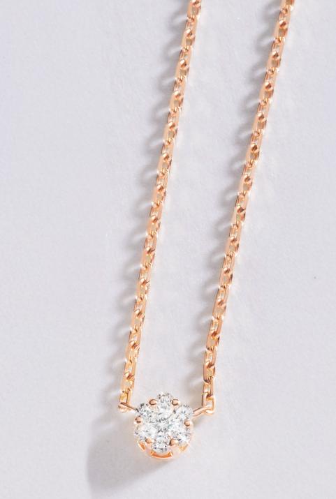 Collier chaîne avec diamant 0.05 carat en serti invisible or rose - Redline - 0++