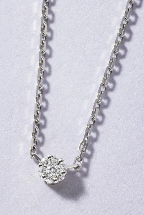 Collier chaîne avec diamant 0.05 carat en serti invisible or blanc - Redline - 0++