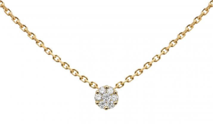 Collier chaîne avec diamant 0.05 carat en serti invisible or jaune - Redline - 0++