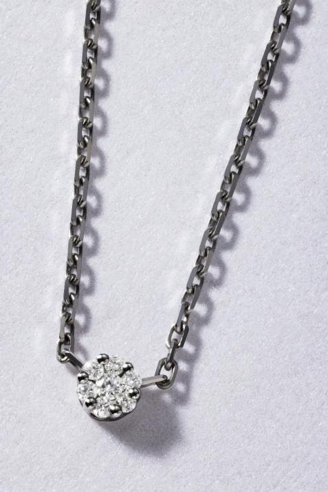Collier chaîne avec diamant 0.05 carat en serti invisible or noir - Redline - 0++