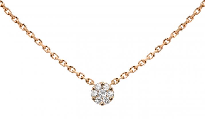 Collier chaîne avec diamant 0.05 carat en serti invisible or rose - Redline - 0++