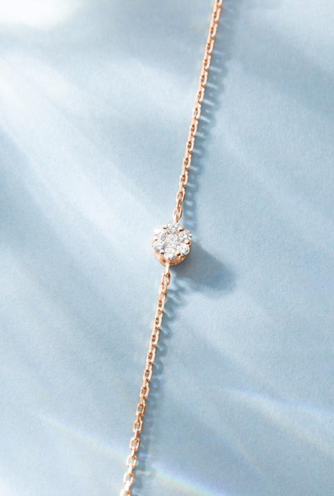 Bracelet chaîne en or rose 18K, diamants 0,10 ct en serti invisible - Redline - 0++