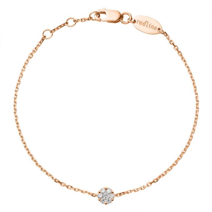 Bracelet chaîne en or rose 18K, diamants 0,10 ct en serti invisible - Redline - 0++