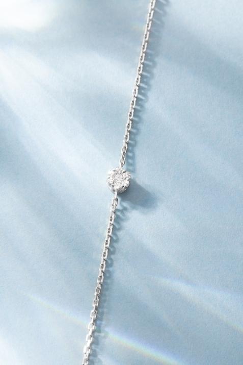 Bracelet chaîne avec diamants 0.10 carat en serti invisible or blanc - Redline - 0++