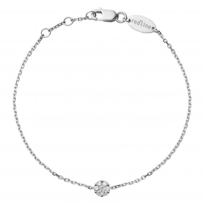 Bracelet chaîne avec diamants 0.10 carat en serti invisible or blanc - Redline - 0++