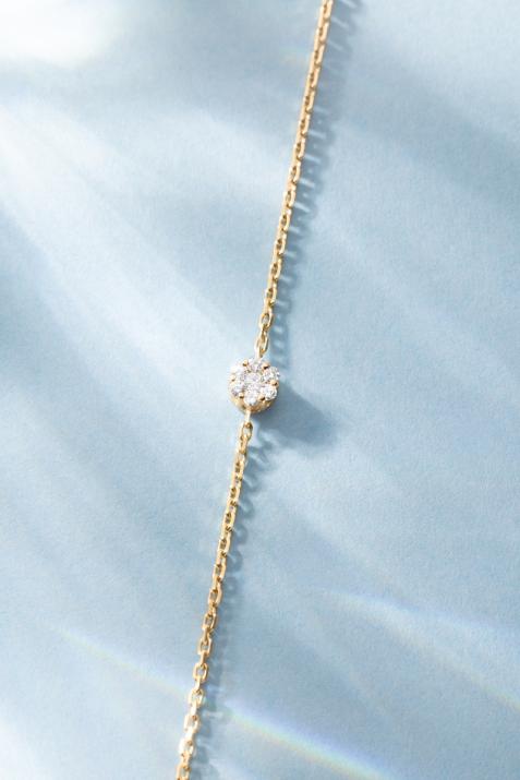Bracelet chaîne avec diamants 0.10 carat en serti invisible or jaune - Redline - 0++