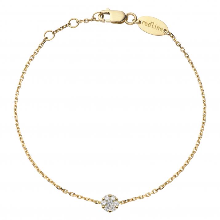 Bracelet chaîne avec diamants 0.10 carat en serti invisible or jaune - Redline - 0++
