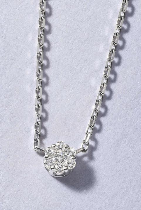 Collier chaîne avec diamants 0.10 carat en serti invisible or blanc - Redline - 0++
