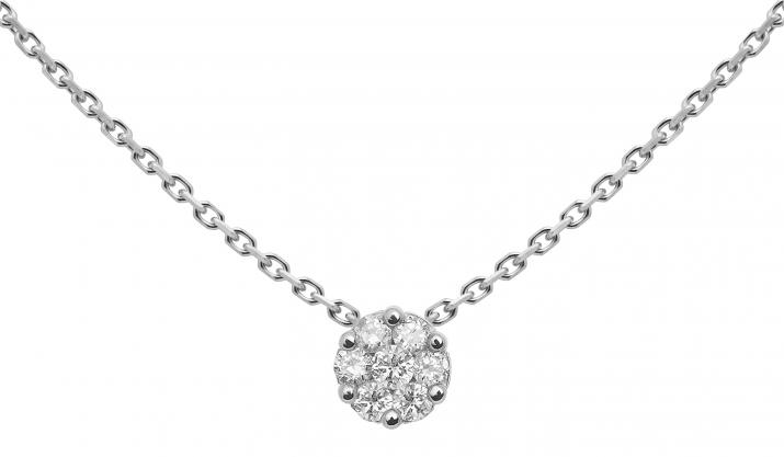 Collier chaîne avec diamants 0.10 carat en serti invisible or blanc - Redline - 0++