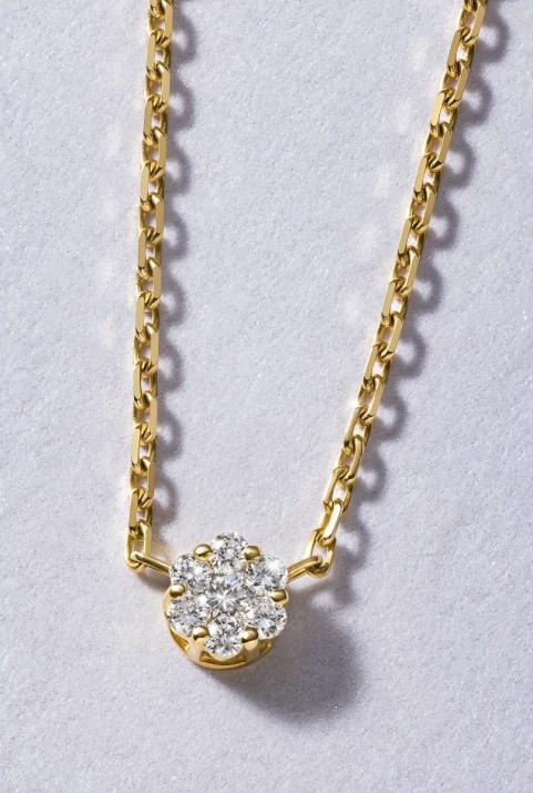 Collier chaîne avec diamants 0.10 carat en serti invisible or jaune - Redline - 0++