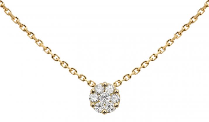Collier chaîne avec diamants 0.10 carat en serti invisible or jaune - Redline - 0++