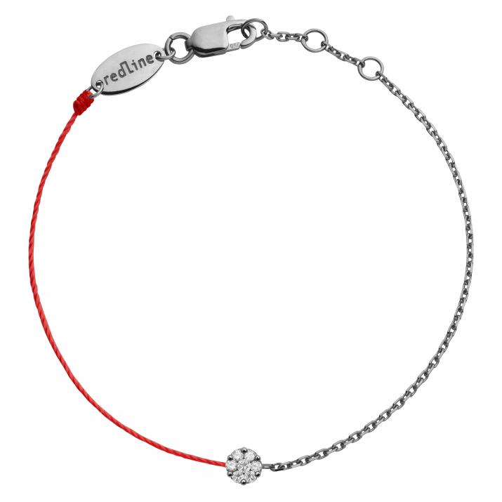 Bracelet fil et chaîne avec diamant 0,05 carat en serti invisible or noir - Redline - 0++
