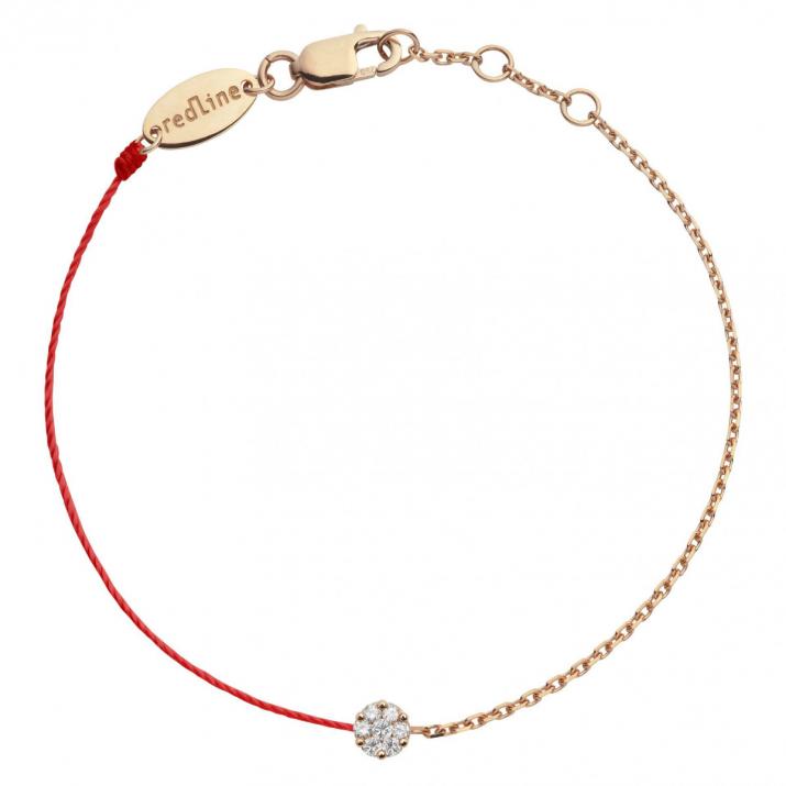 Bracelet fil et chaîne avec diamant 0,05 carat en serti invisible or rose - Redline - 0++