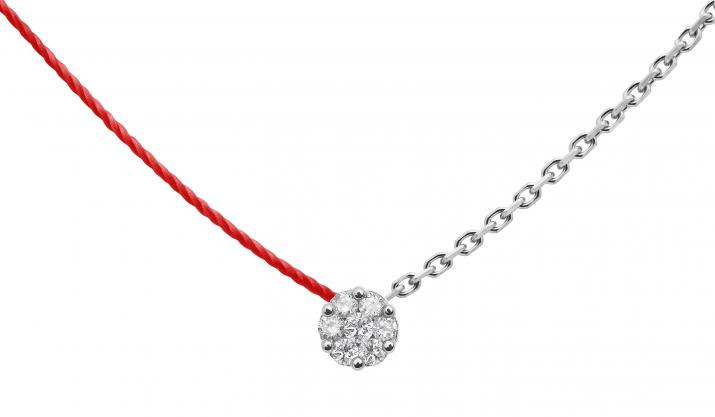 Collier fil et chaîne avec diamant 0.05 carat en serti invisible or blanc - Redline - 0++