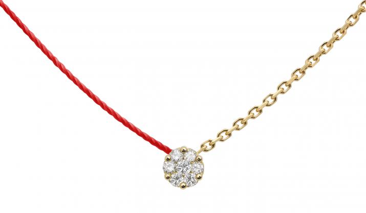 Collier fil et chaîne avec diamant 0.05 carat en serti invisible or jaune - Redline - 0++
