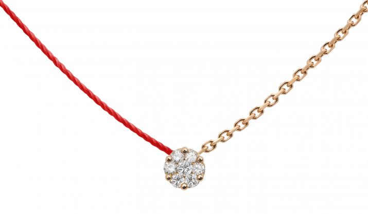 Collier fil et chaîne avec diamant 0.05 carat en serti invisible or rose - Redline - 0++
