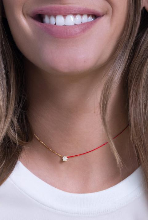 Collier fil et chaîne avec diamants 0.10 carat en serti invisible or jaune - Redline - 0++