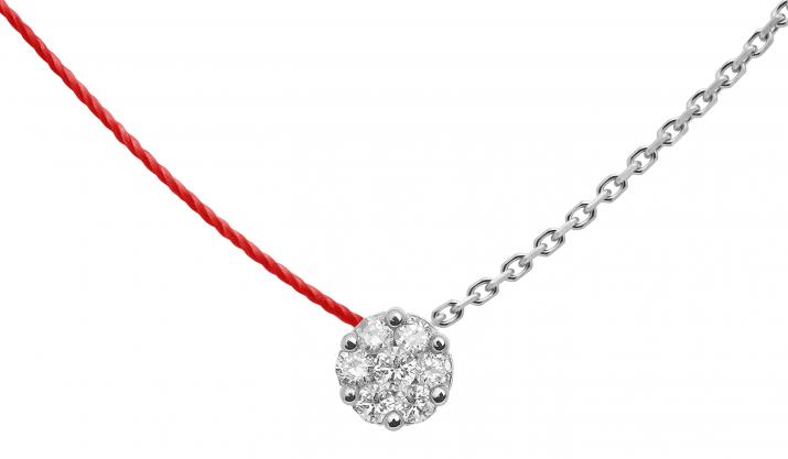 Collier fil et chaîne avec diamants 0.10 carat en serti invisible or blanc - Redline