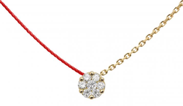 Collier fil et chaîne avec diamants 0.10 carat en serti invisible or jaune - Redline