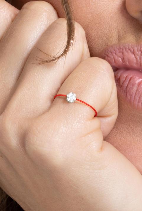Bague fil avec diamant 0.05 carats en serti invisible or blanc - Redline - 0++