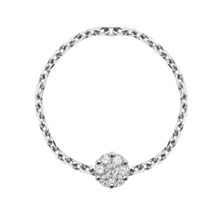 Bague chaîne avec diamant 0.05 carats en serti invisible or blanc - Redline - 0++