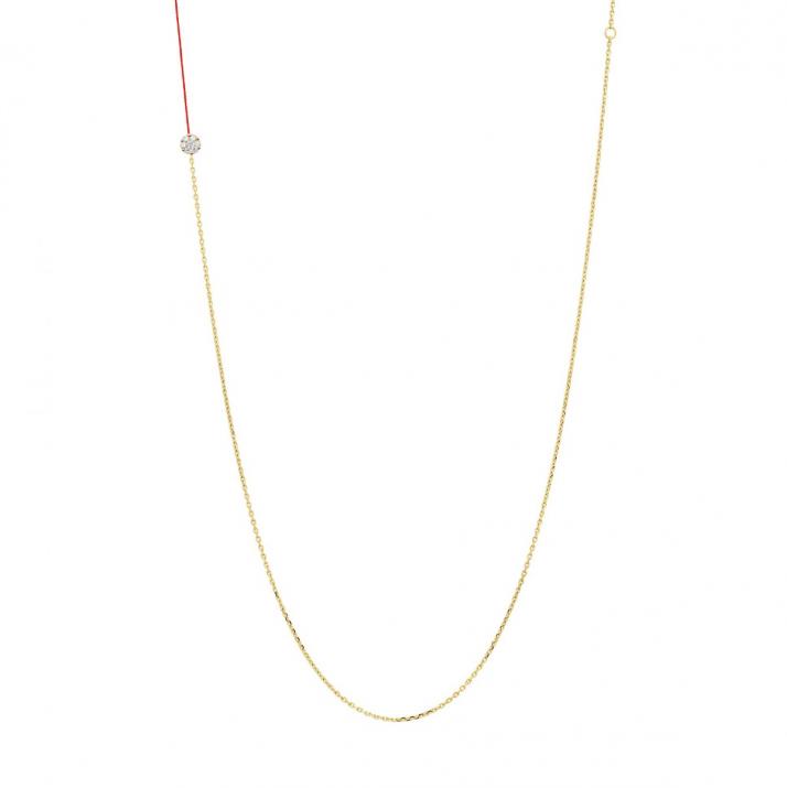 Collier sautoir fil et chaîne avec diamant 0.05 carat en serti invisible or jaune - Redline - 0++