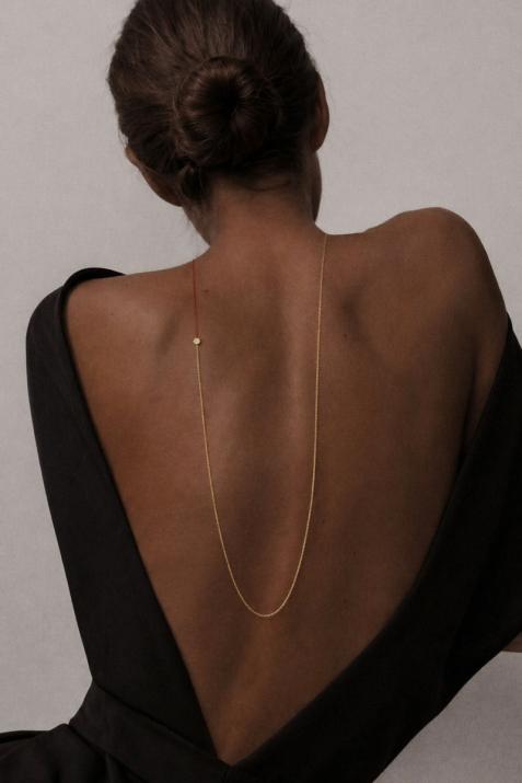 Collier sautoir fil et chaîne avec diamant 0.05 carat en serti invisible or jaune - Redline - 0++