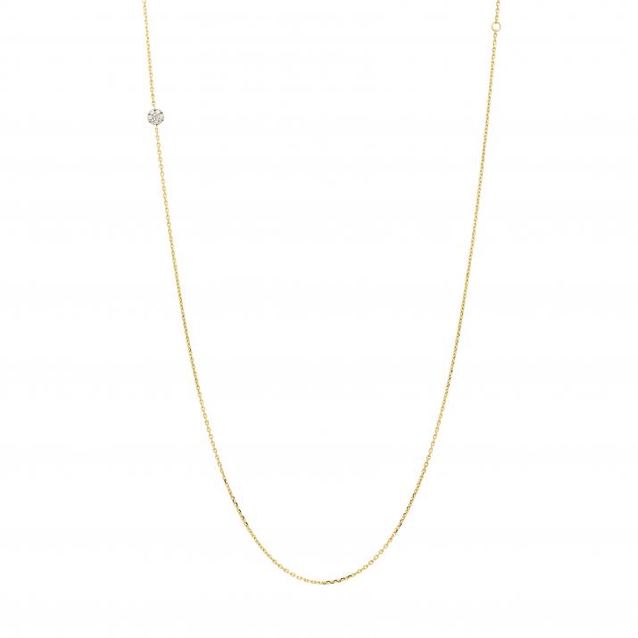 Collier sautoir fil et chaîne avec diamant 0.05 carat en serti invisible or jaune - Redline - 0++
