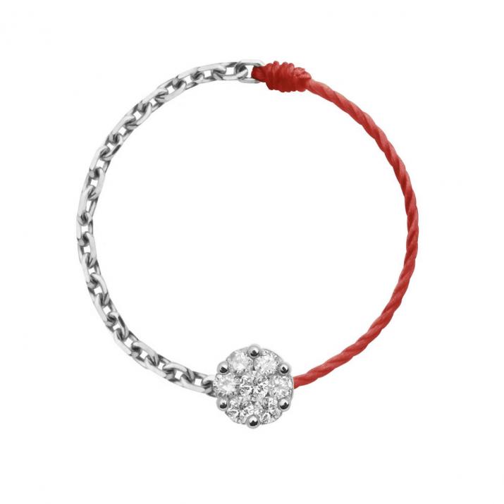 Bague fil et chaîne or blanc diamant 0.05 ct serti invisible - Redline - 0++