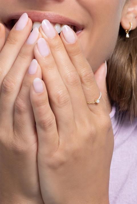 Bague fil et chaîne or jaune diamant 0.05 ct serti invisible - Redline - 0++