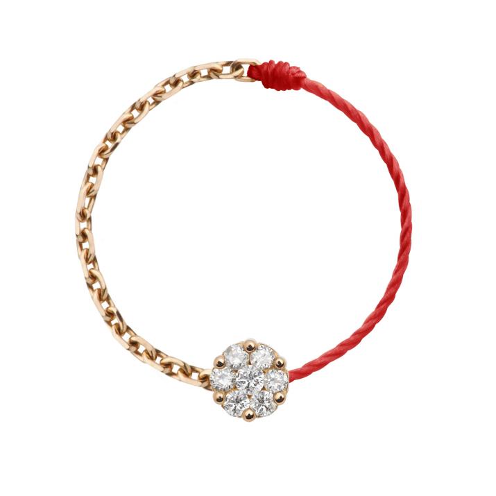 Bague fil et chaîne or rose diamant 0.05 ct serti invisible - Redline - 0++