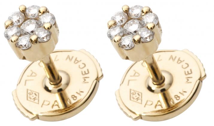 Boucles d'oreilles avec diamant 0.05 carat en serti invisible or jaune - Redline - 0++