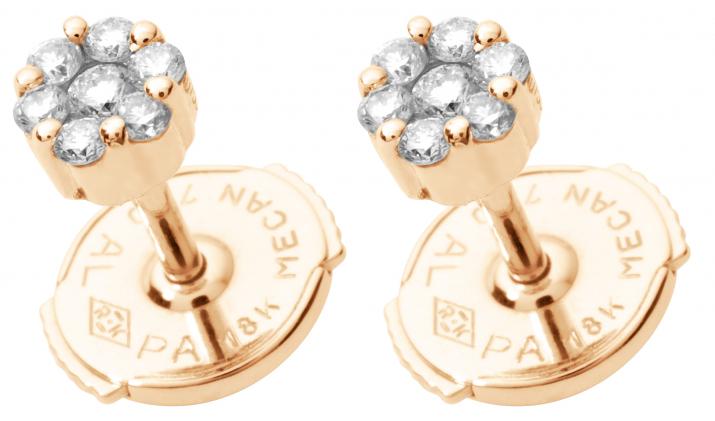 Boucles d'oreilles avec diamant 0.05 carat en serti invisible or rose - Redline - 0++