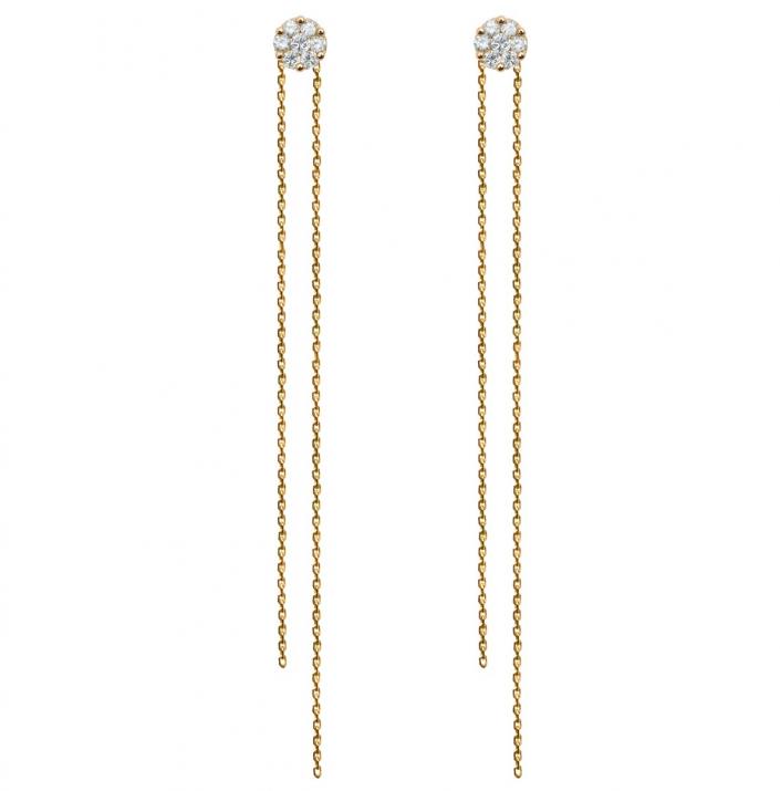 Boucles d'oreilles avec diamant 0.10 carat en serti invisible or jaune - Redline - 0++