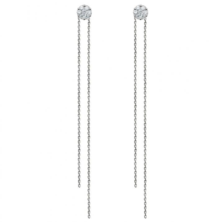Boucles d'oreilles avec diamant 0.10 carat en serti invisible or blanc - Redline - 0++