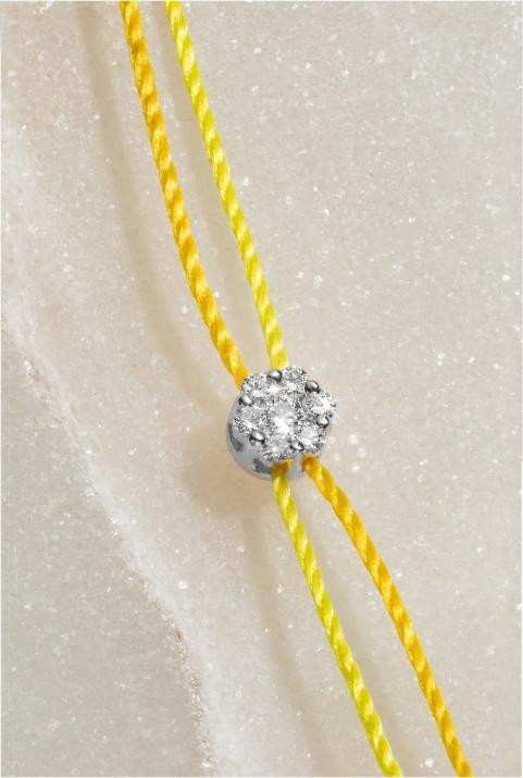 Bracelet 2 fils avec diamant 0.05 ct en serti invisible or blanc - Redline - 0++