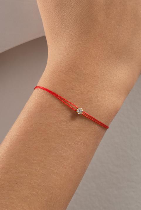 Bracelet 2 fils avec diamant 0.05 ct en serti invisible or jaune - Redline - 0++
