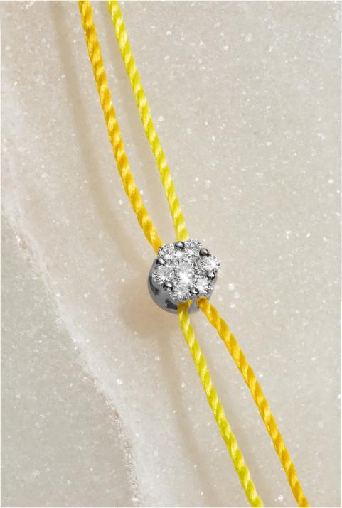 Bracelet 2 fils avec diamant 0.05 ct en serti invisible or noir - Redline - 0++