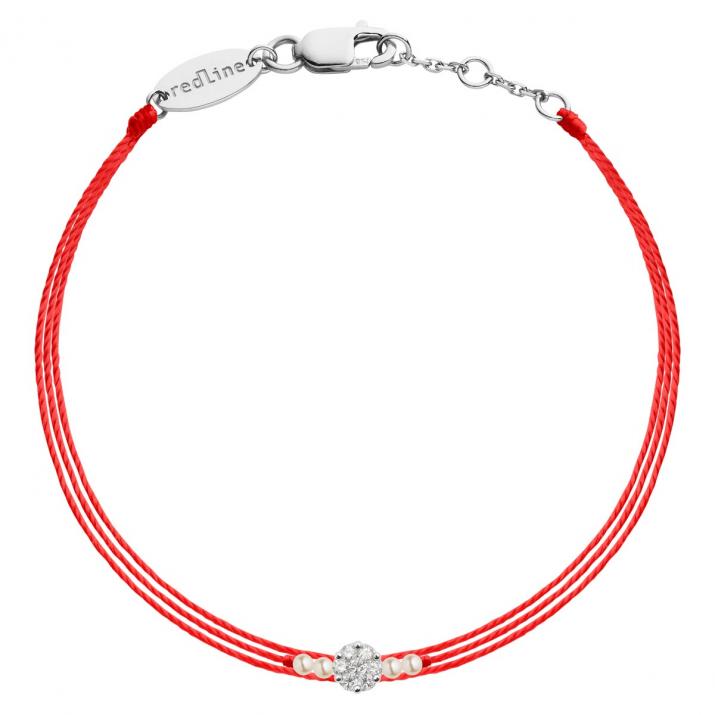 Bracelet 3 fils avec diamant 0.05 ct et perles serti invisible or blanc - Redline