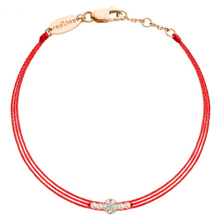 Bracelet 3 fils en or rose avec diamants 0,05 ct et perles - Redline - 0++