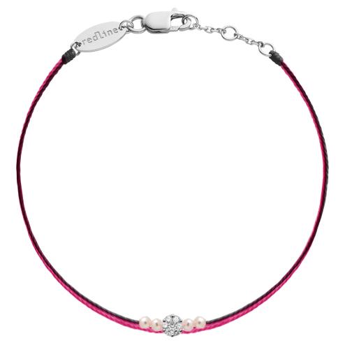 Bracelet 3 fils avec diamant 0.05 ct et perles serti invisible or blanc - Redline - 0++