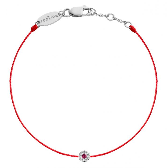 Bracelet fil avec diamants blancs et saphir rose or blanc - Redline - 0++