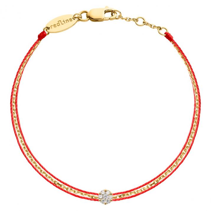 Bracelet chaîne et 2 fils avec diamant 0.05 ct en serti invisible or jaune - Redline - 0++