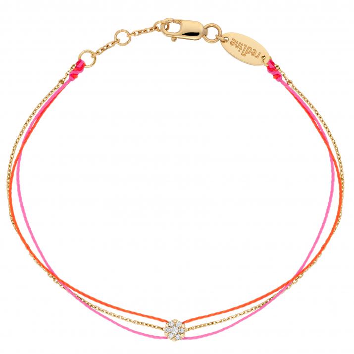 Bracelet chaîne et 2 fils avec diamant 0.05 ct en serti invisible or jaune - Redline - 0++