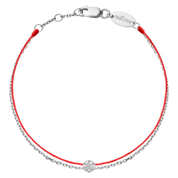 Bracelet fil et chaîne avec diamant 0.05 ct en serti invisible or blanc - Redline - 0++