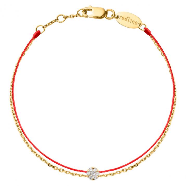 Bracelet fil et chaîne avec diamant 0.05 ct en serti invisible or jaune - Redline - 0++
