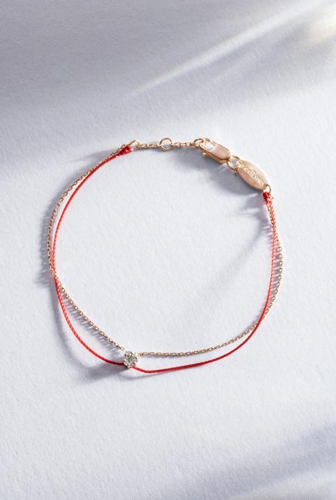 Bracelet fil avec diamant 0.05 ct en serti invisible or rose - Redline - 0++