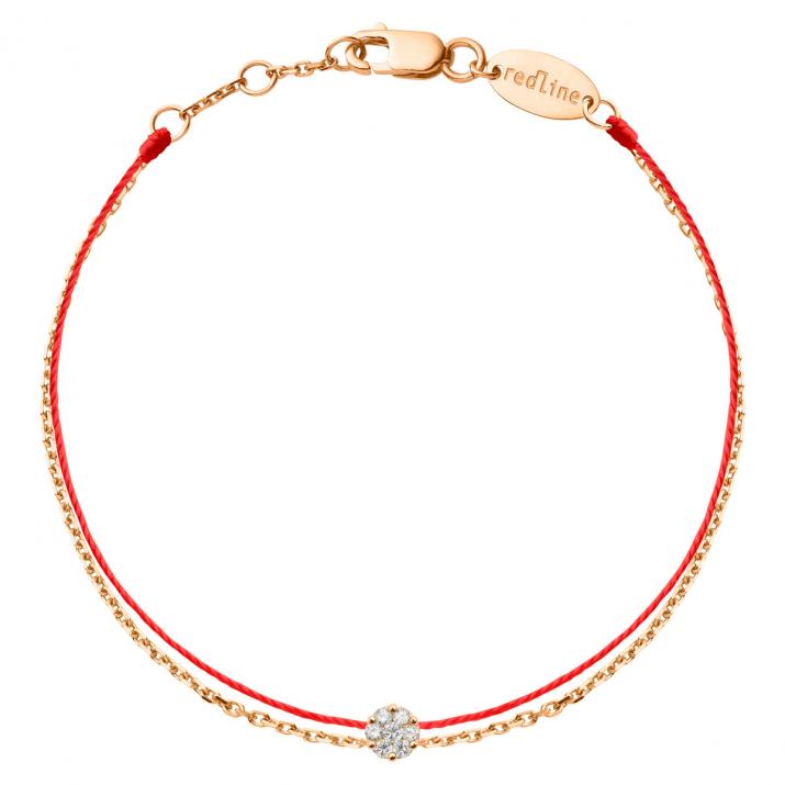 Bracelet fil avec diamant 0.05 ct en serti invisible or rose - Redline - 0++