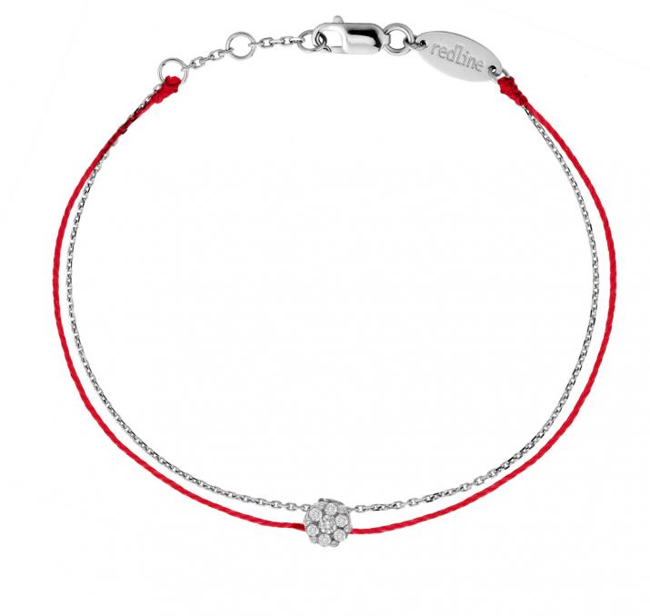 Bracelet fil et chaîne avec diamant 0.05 ct en serti invisible or blanc - Redline - 0++