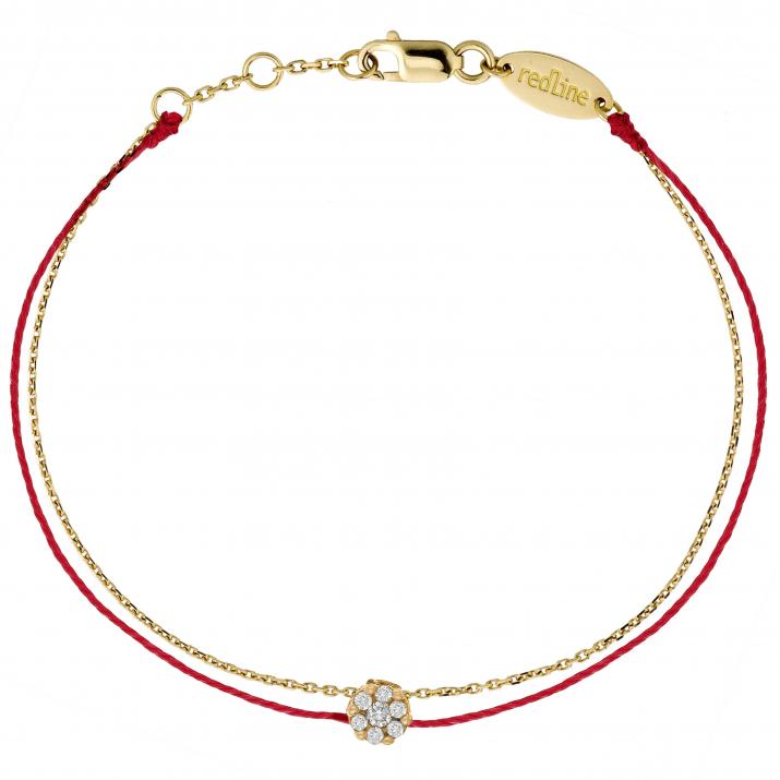 Bracelet fil et chaîne avec diamant 0.05 ct en serti invisible or jaune - Redline - 0++